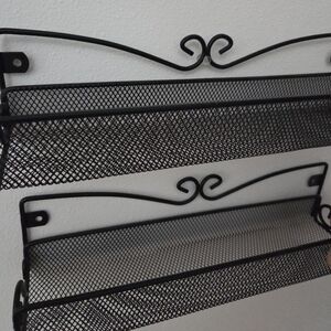 Black Metal Mesh Metal Wall Mount Racks to hold just about anything Quantity 2